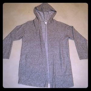 H&M Long Hooded Sweater Cardigan Heather Gray L